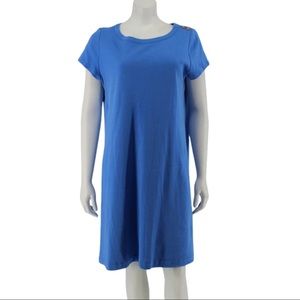 Talbots Blue Cotton Mini T Shirt Dress LP
